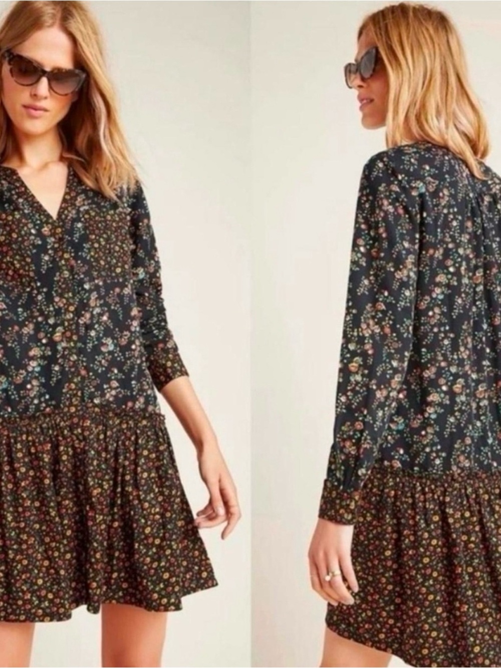 Anthropologie Maeve Marlie
Button-Front Tunic Dress Floral